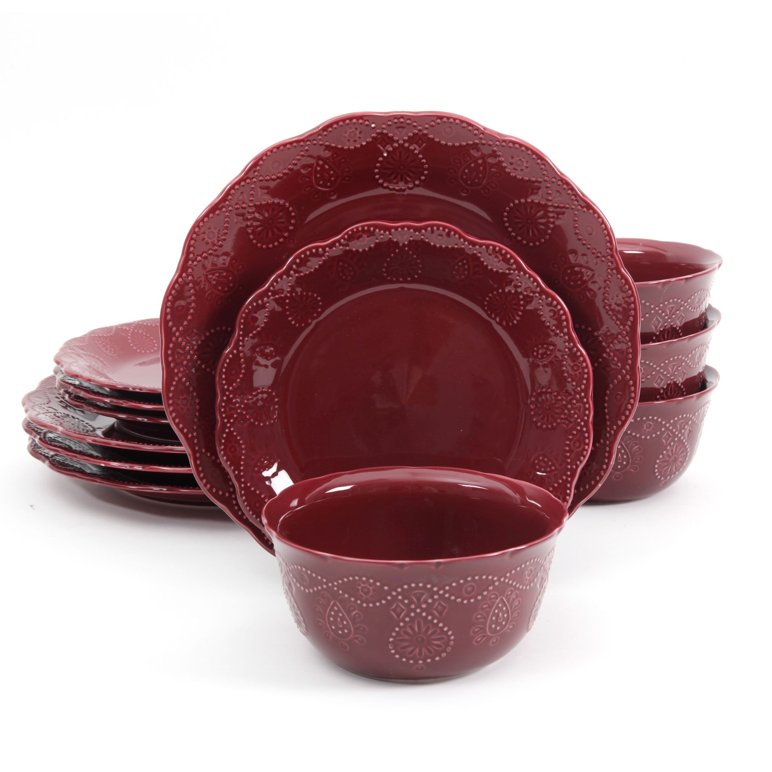 Homesteada™ Cowgirl Lace 12-Piece Dinnerware Set, Red