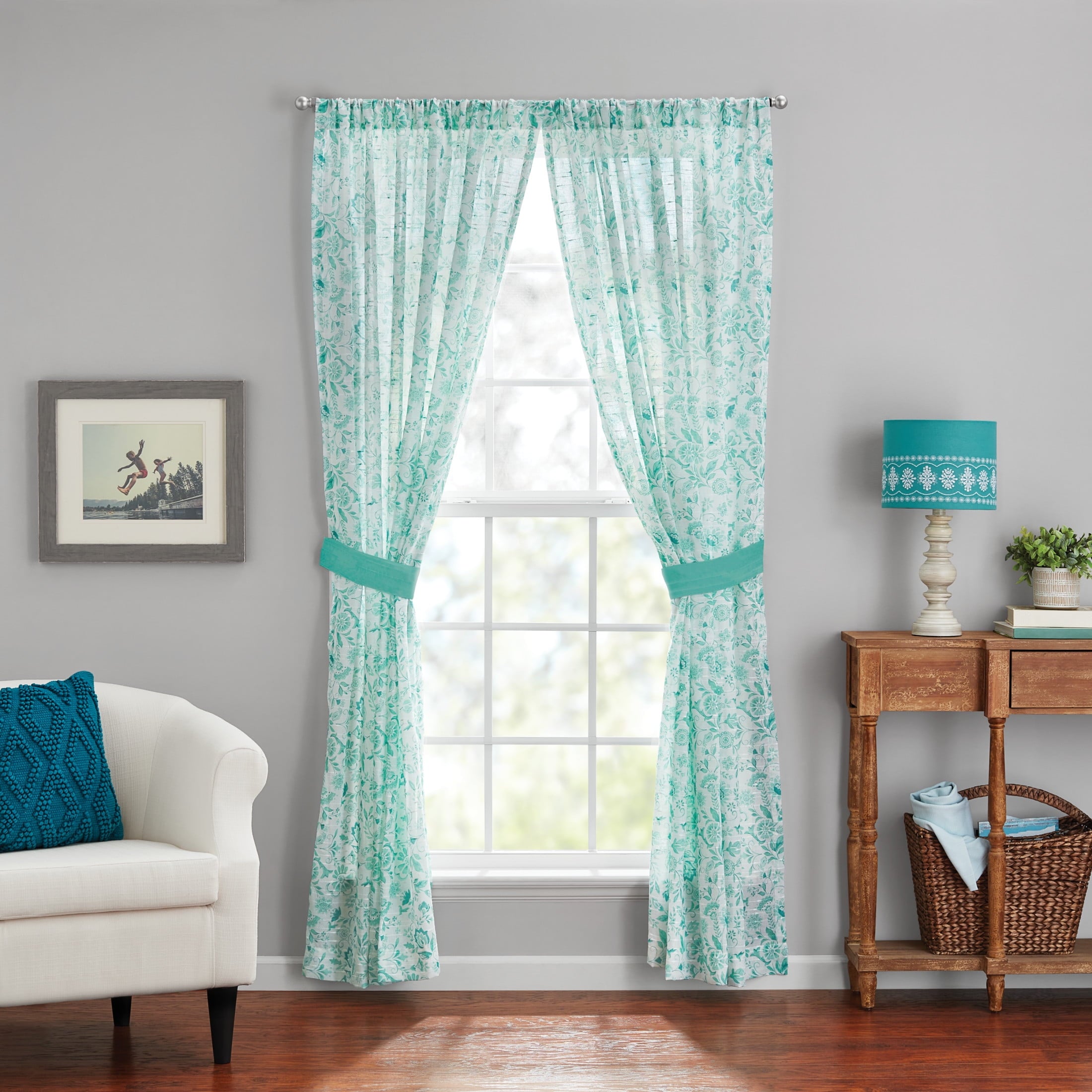 Homesteada™ Maize Sheer Curtain Panel, Teal, 1 Panel, 50"W x 84"L