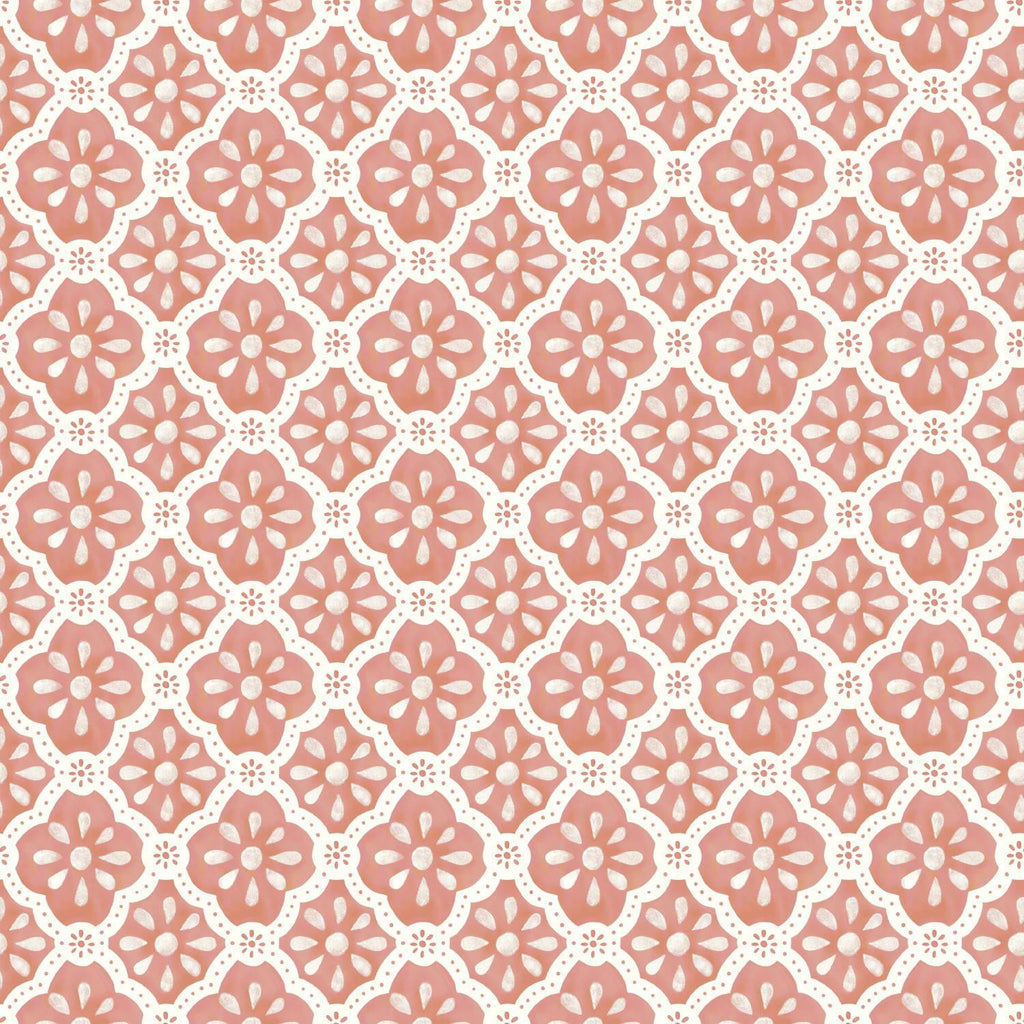 Homesteada™ Pink Salmon Washy Trellis Peel and Stick Wallpaper, 18" x 18.86'