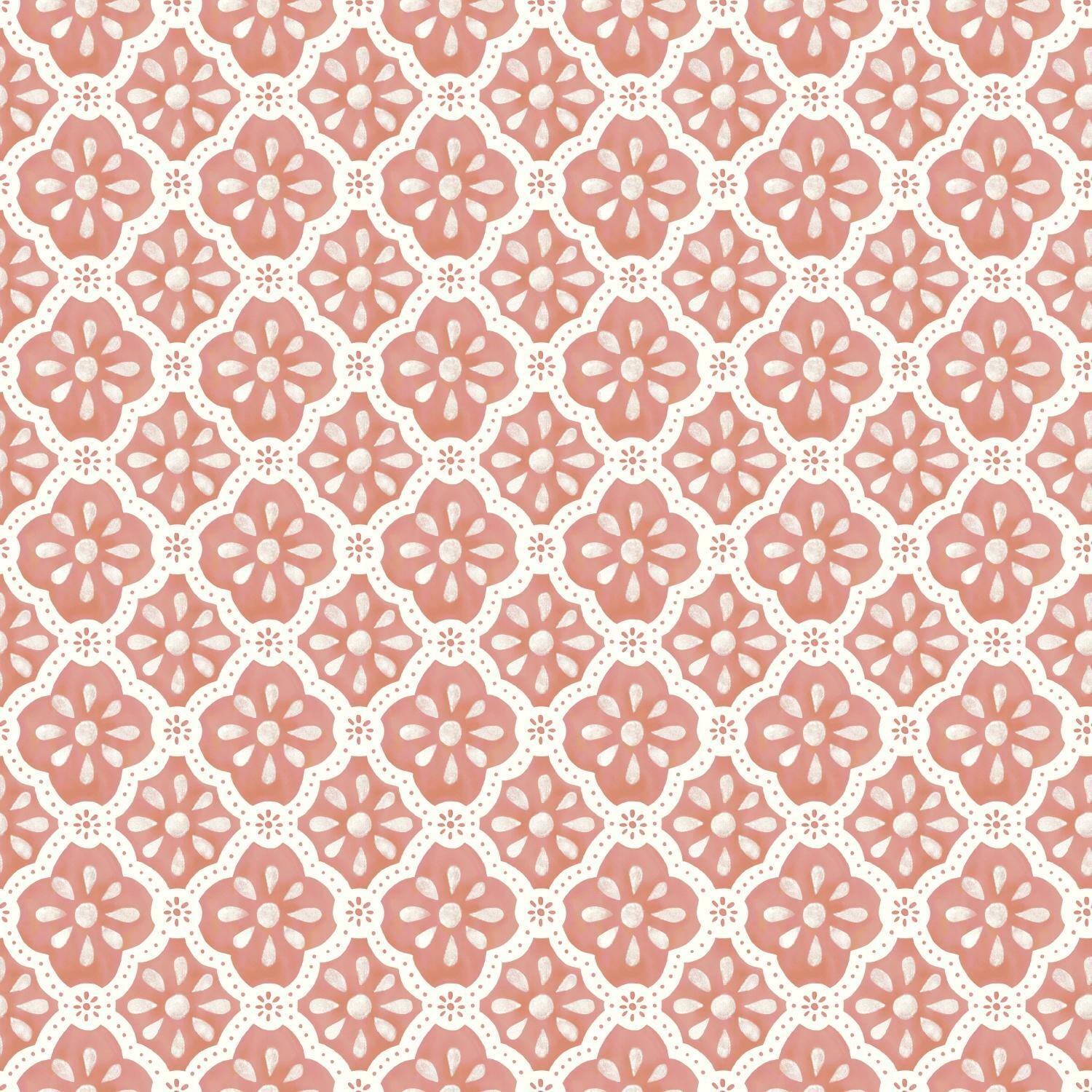 Homesteada™ Pink Salmon Washy Trellis Peel and Stick Wallpaper, 18" x 18.86'