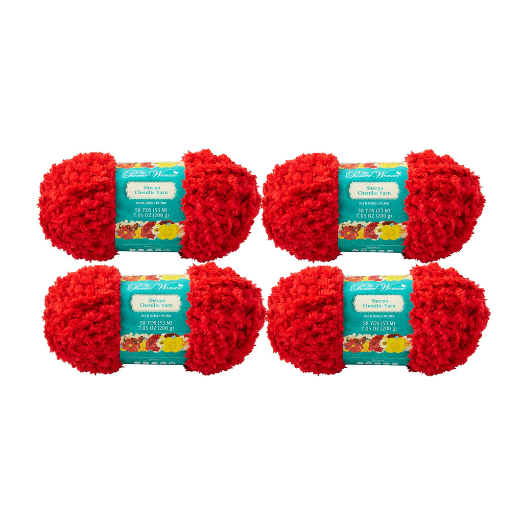 Homesteada™ Sherpa Chenille Red Yarn, 58 Yards, 4 Pack