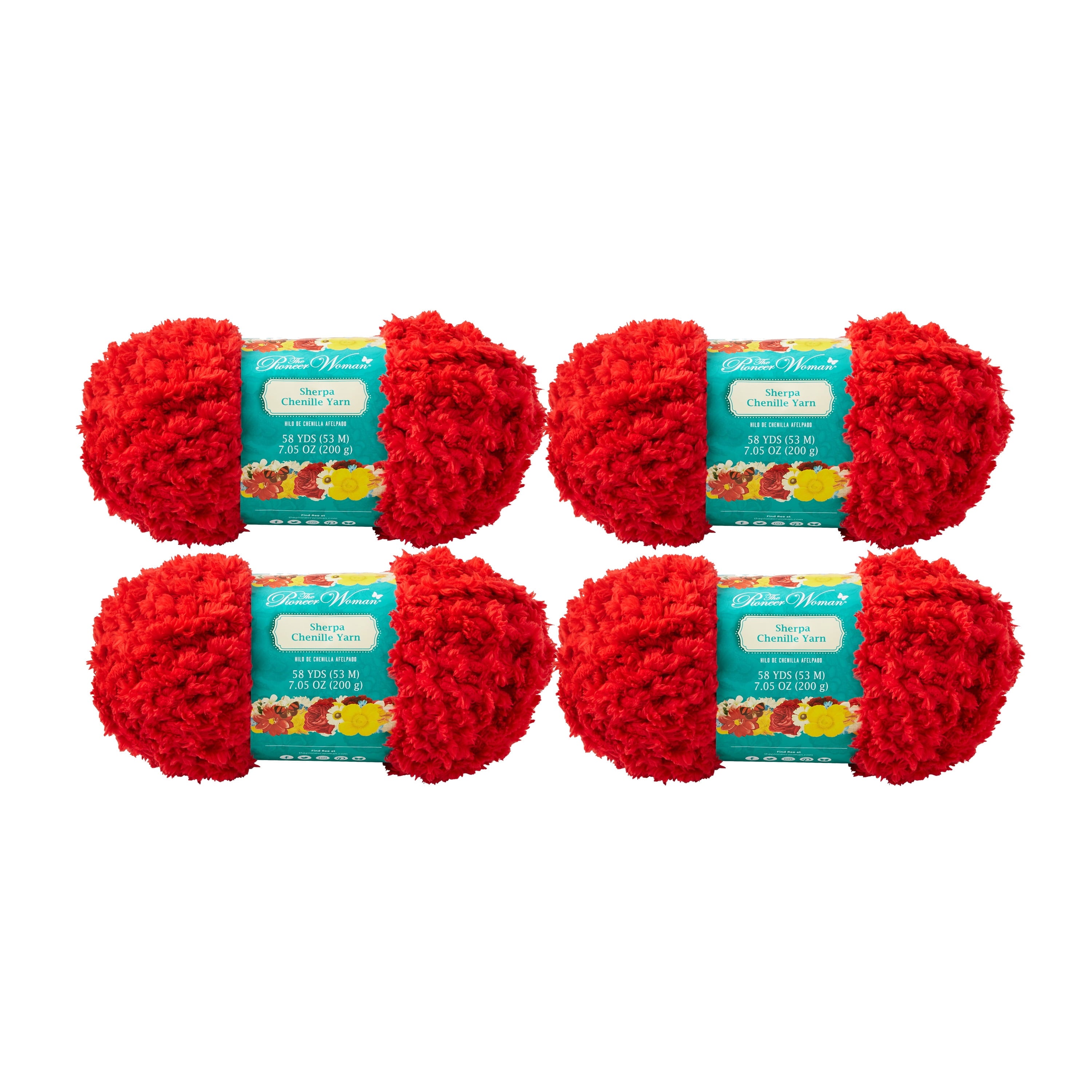 Homesteada™ Sherpa Chenille Red Yarn, 58 Yards, 4 Pack