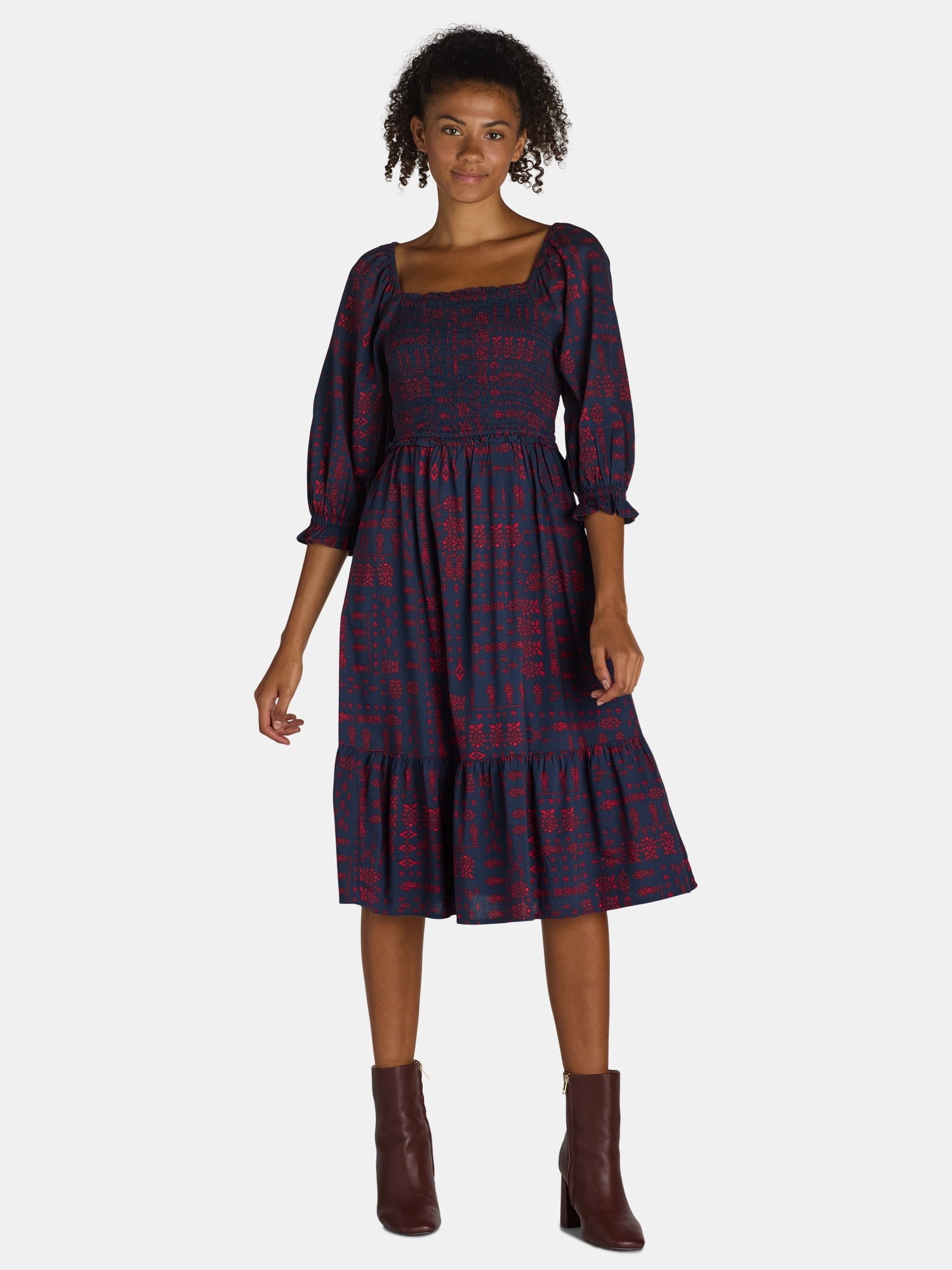 Homesteada™ Smocked Bodice Midi Dress, Women’s and Women’s Plus, Sizes XS-3X