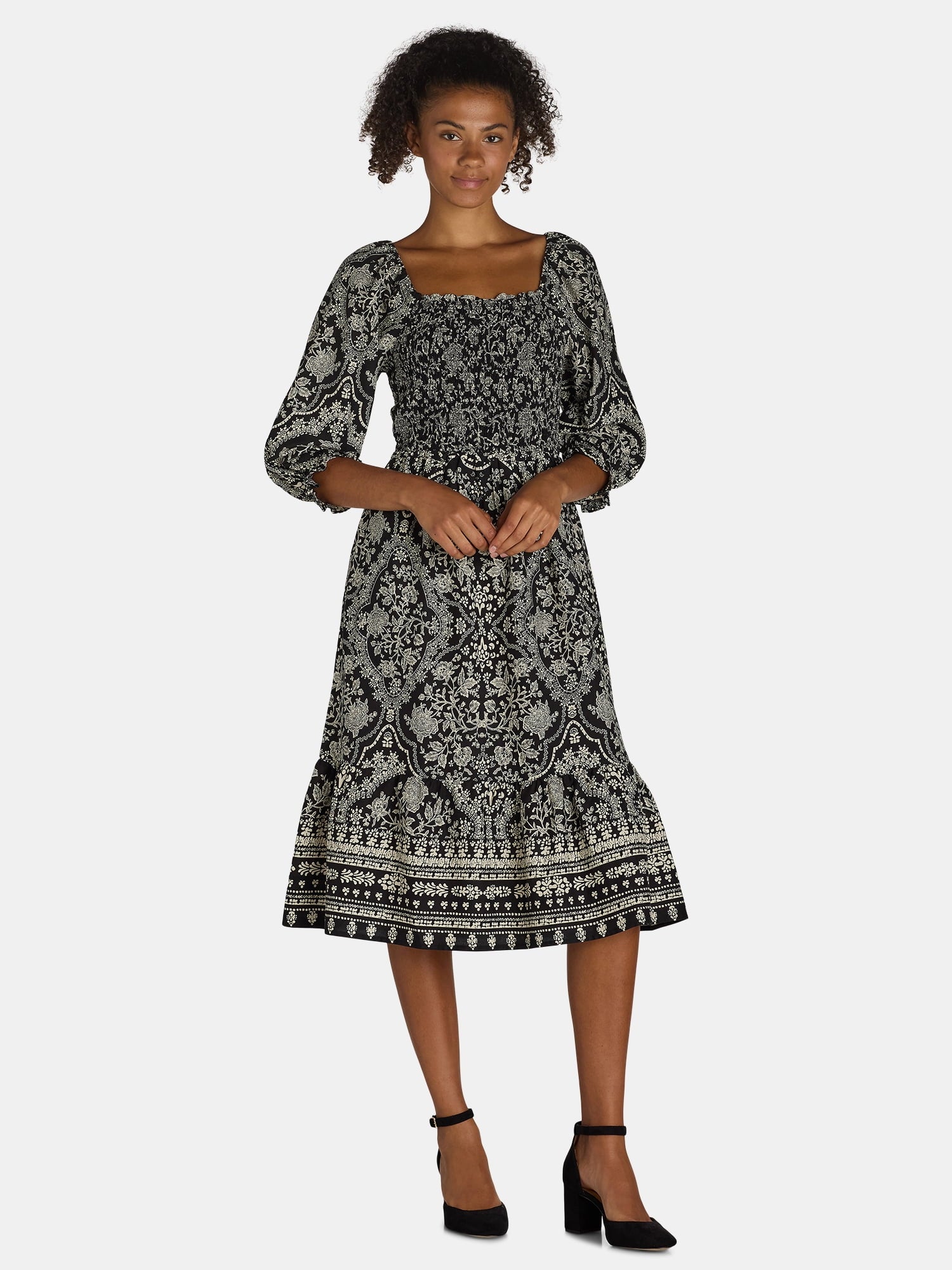 Homesteada™ Smocked Bodice Midi Dress, Women’s and Women’s Plus, Sizes XS-3X
