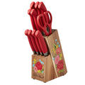 Homesteada™ Sweet Rose 11-Piece Stainless Steel Knife Block Set, Red