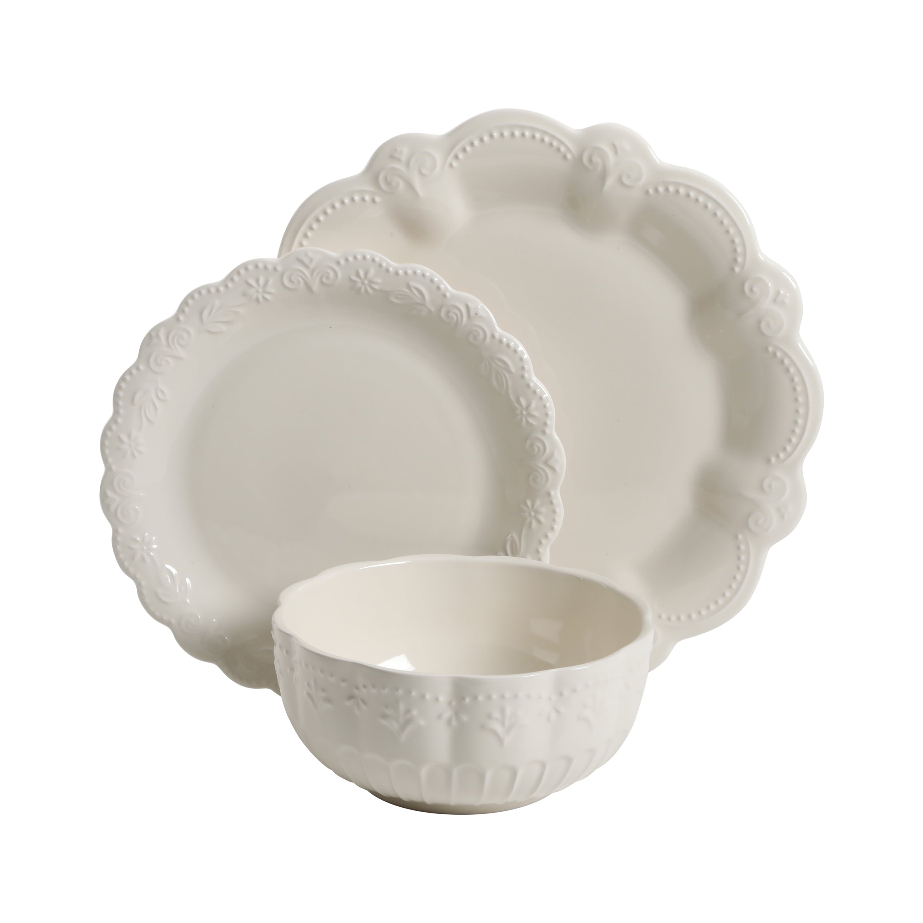 Homesteada™ Toni 12-Piece Plates & Bowls Dinnerware Set, Linen