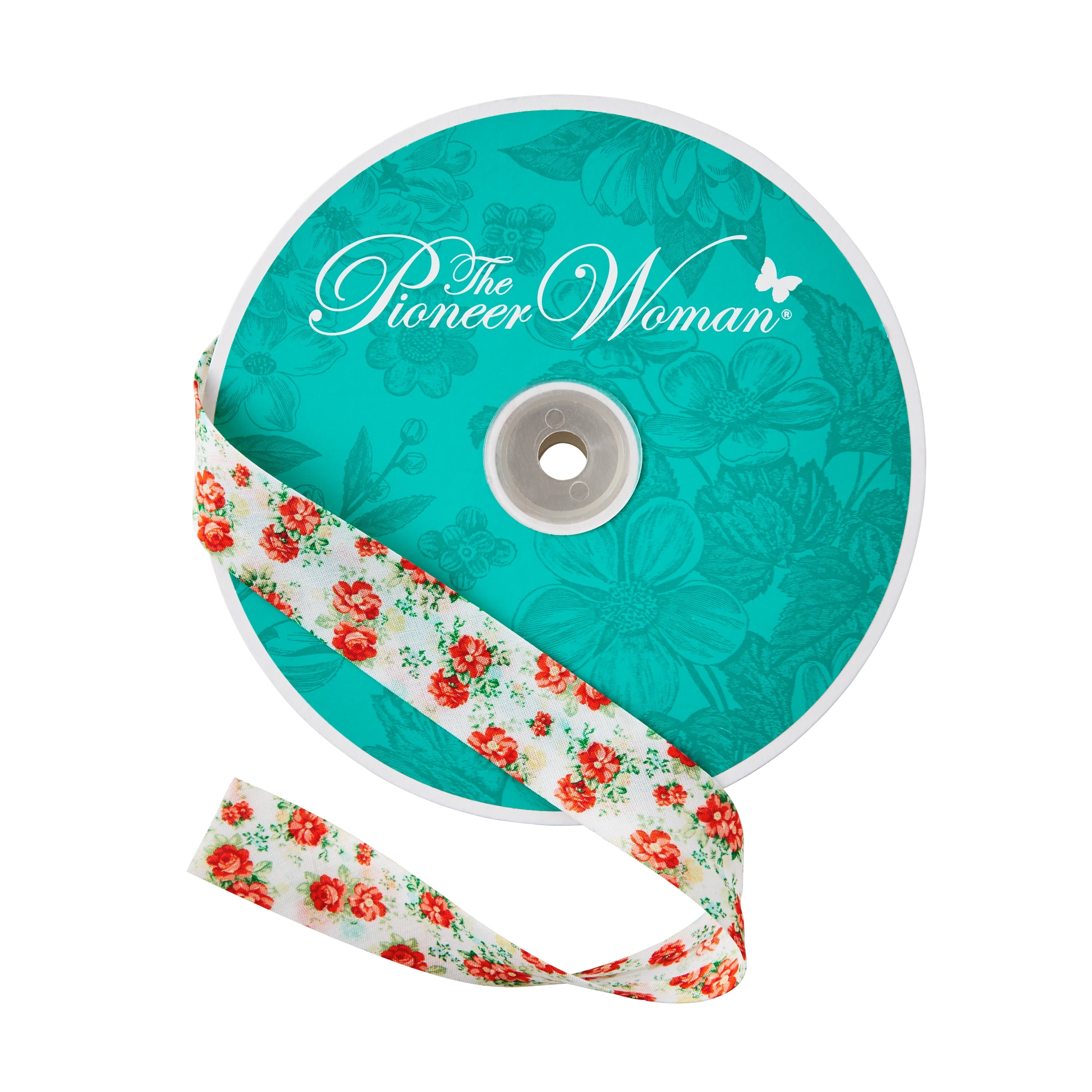 Homesteada™ Vintage Floral White Double Fold Cotton Bias Tape Ribbon, 7/8" x 25 Yards