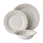 Homesteada™ Vintage Lace 12-Piece Ceramic Dinnerware Set, Linen