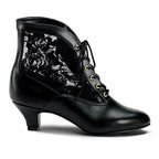 Homesteada™ Funtasma DAME-05 - 2" Heel, B.Pink Pu-Lace Victorian Ankle Boot, Lace Heritage Country-Blk Pu-Lace-10