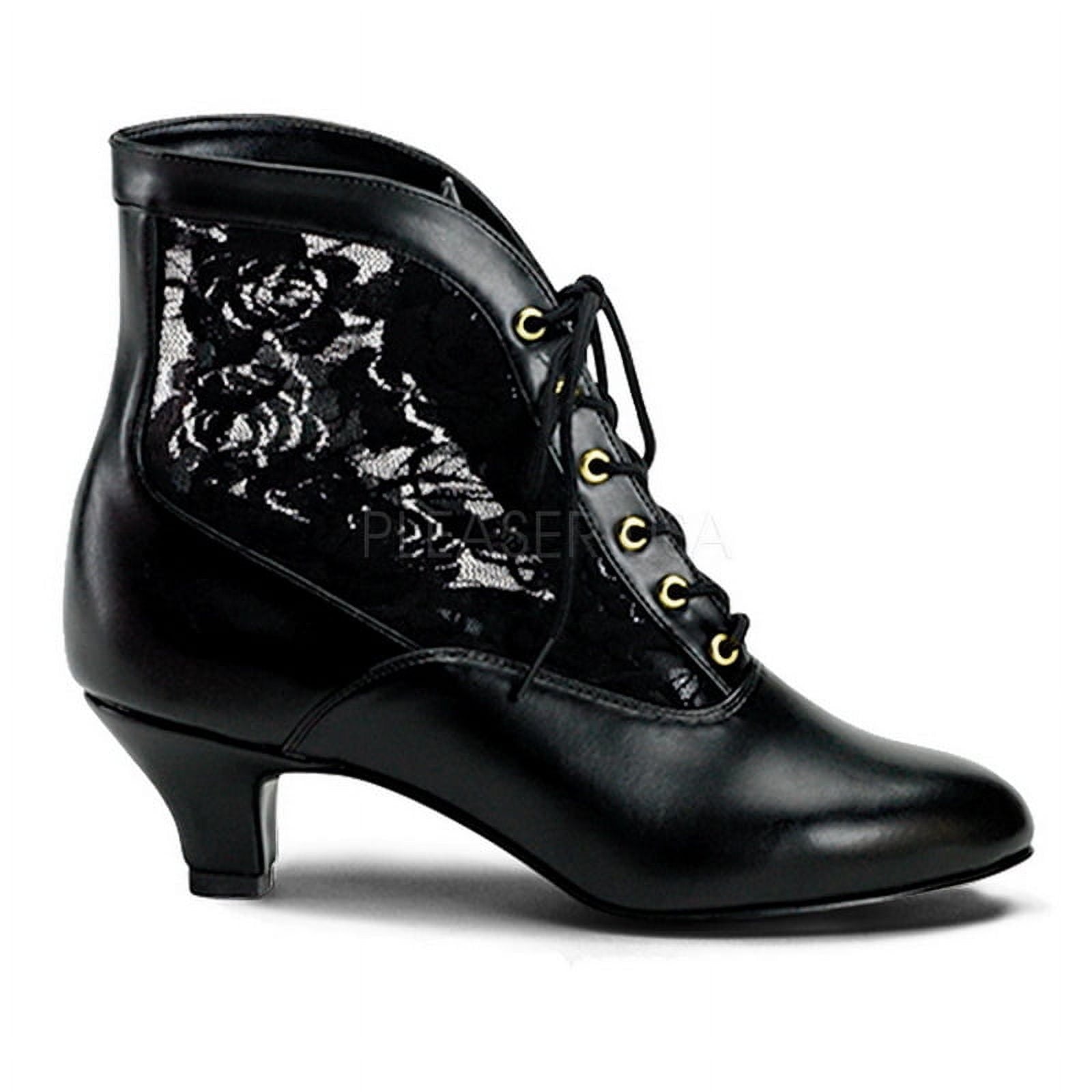 Homesteada™ Funtasma DAME-05 - 2" Heel, B.Pink Pu-Lace Victorian Ankle Boot, Lace -Blk Pu-Lace-10