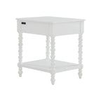 Homesteada™ Harper Spindle Nightstand with USB Charging Ports, Adults and Teens, White Finish