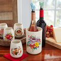 Homesteada™ Sweet Rose 7-Piece Stoneware Stemless Wine Glasses Set with Chiller