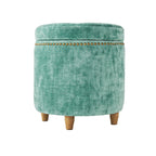 Homesteada™ Harper Round Velvet Storage Ottoman, Jade, 17.72 in
