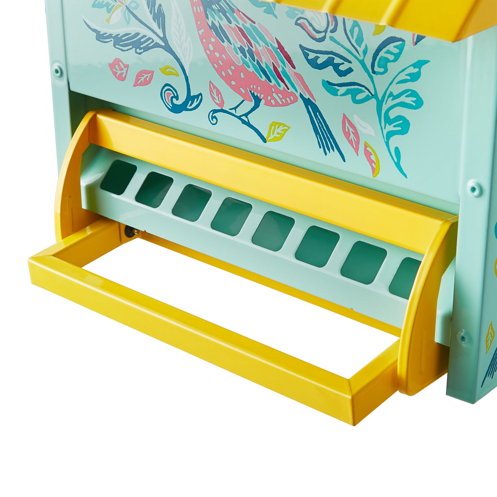 Homesteada™ Bird Ogee Metal Squirrel Proof Hopper Bird Feeder 5.5QT , Teal Yellow