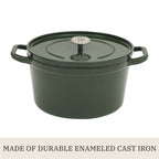 Homesteada™ 5-Quart Enamel Cast Iron Dutch Oven with Lid, Dark Green