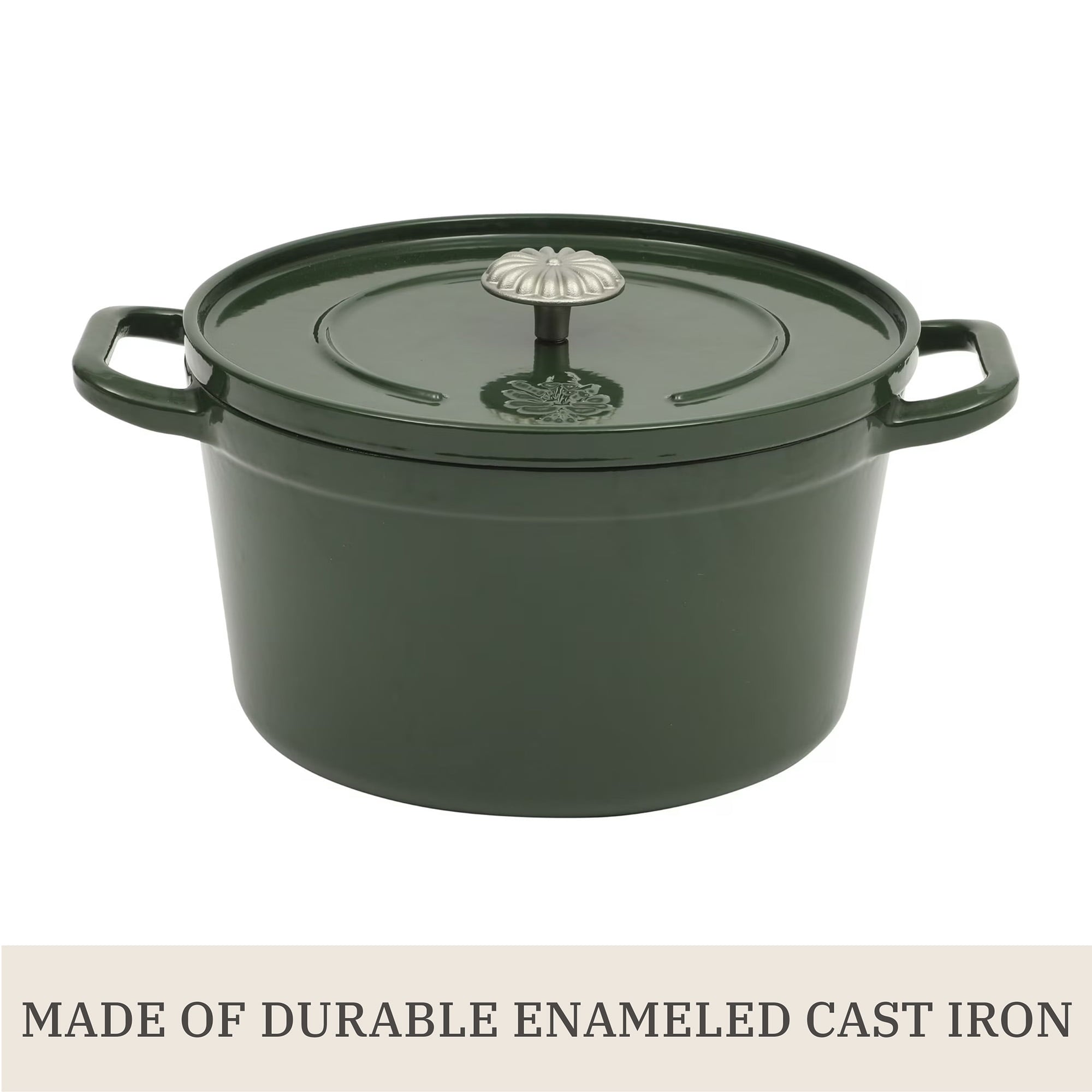 Homesteada™ 5-Quart Enamel Cast Iron Dutch Oven with Lid, Dark Green