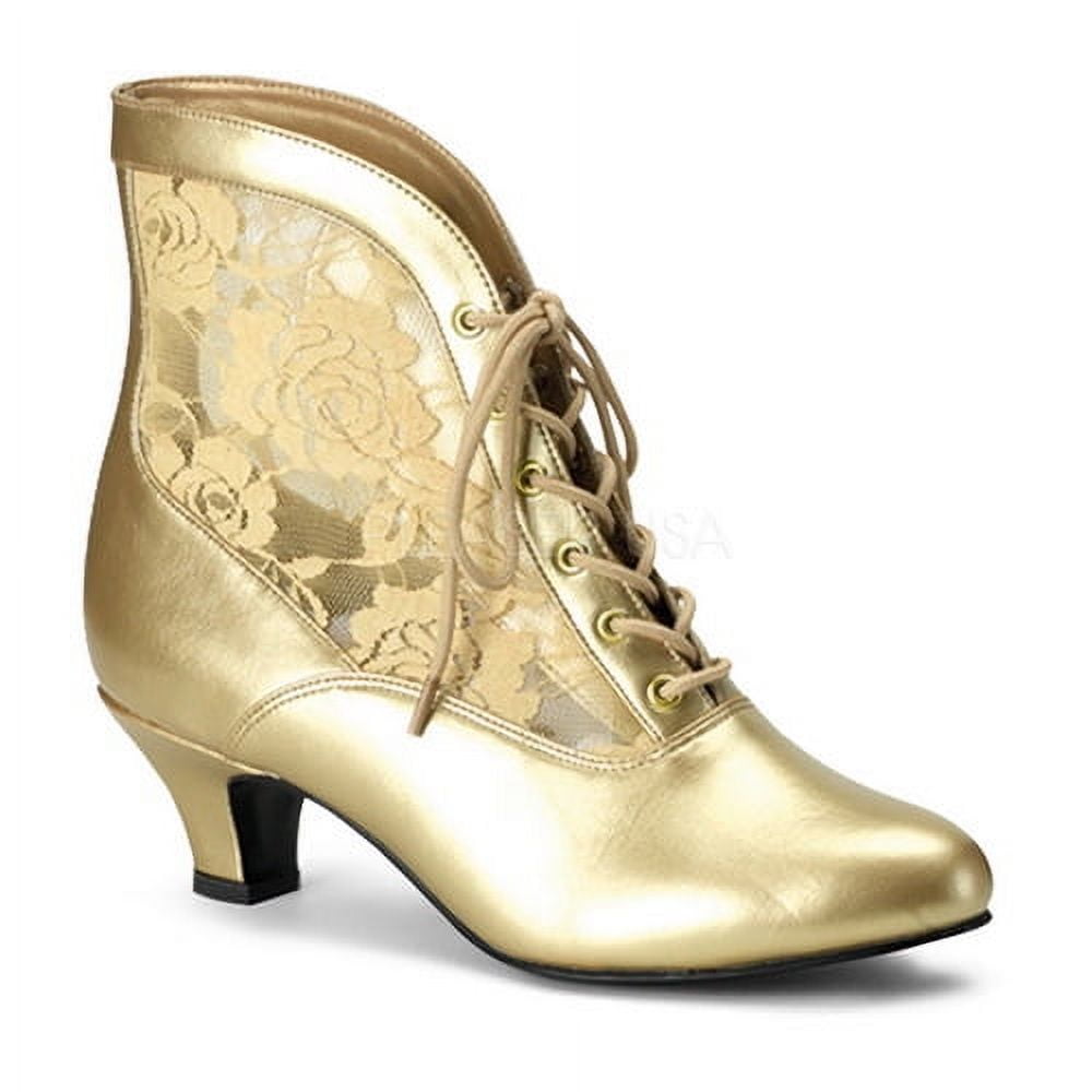 Homesteada™ Funtasma DAME-05 - 2" Heel, B.Pink Pu-Lace Victorian Ankle Boot, Lace Heritage Country-Blk Pu-Lace-10