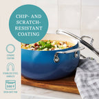 Homesteada™ Harlow 7.5 Qt Ceramic Non-Stick Stock Pot with Lid, Denim Blue