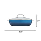 Homesteada™ Harlow 12" Ceramic Non-Stick Everyday Pan with Lid, Denim Blue