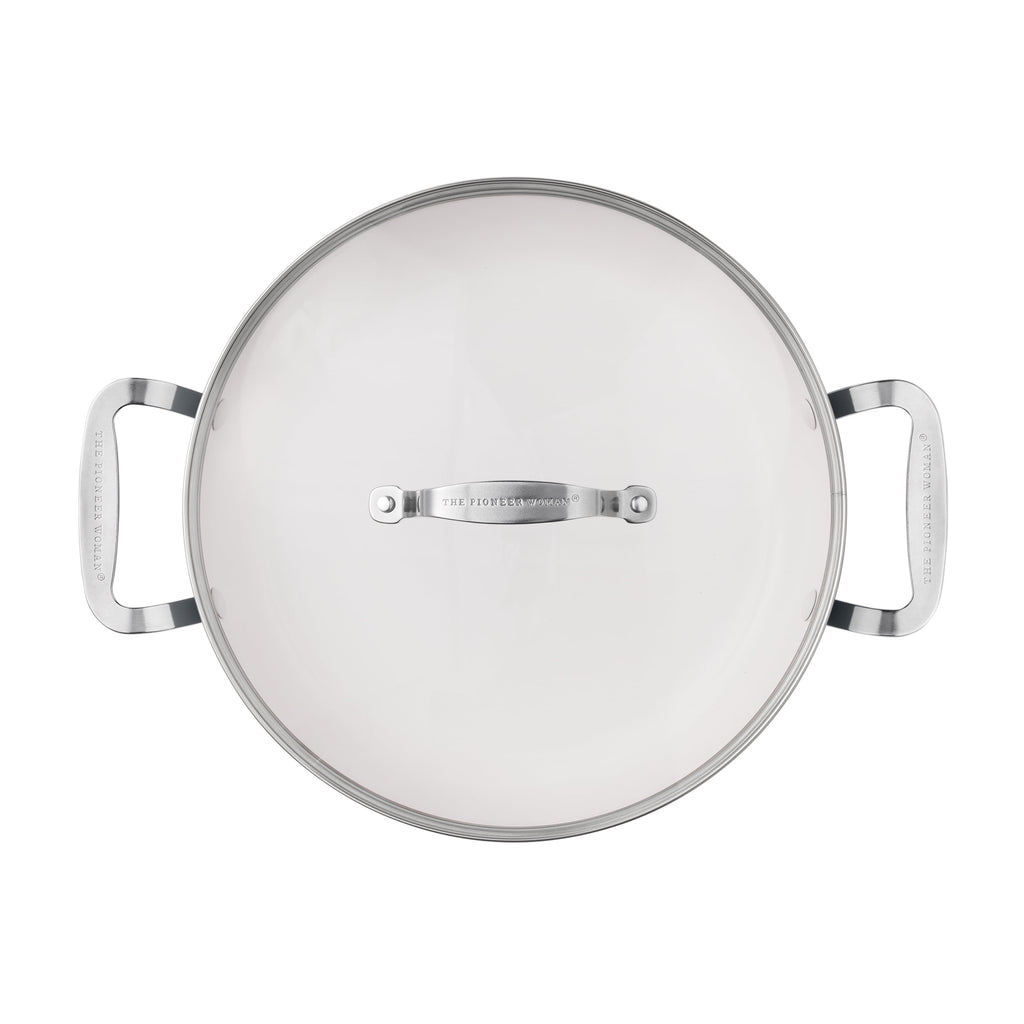 Homesteada™ Harlow 12" Ceramic Non-Stick Everyday Pan with Lid, Denim Blue