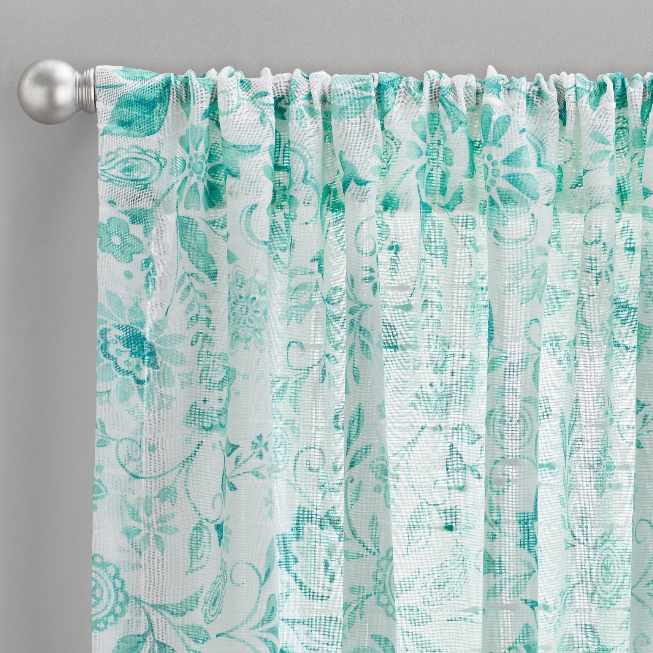Homesteada™ Maize Sheer Curtain Panel, Teal, 1 Panel, 50"W x 84"L