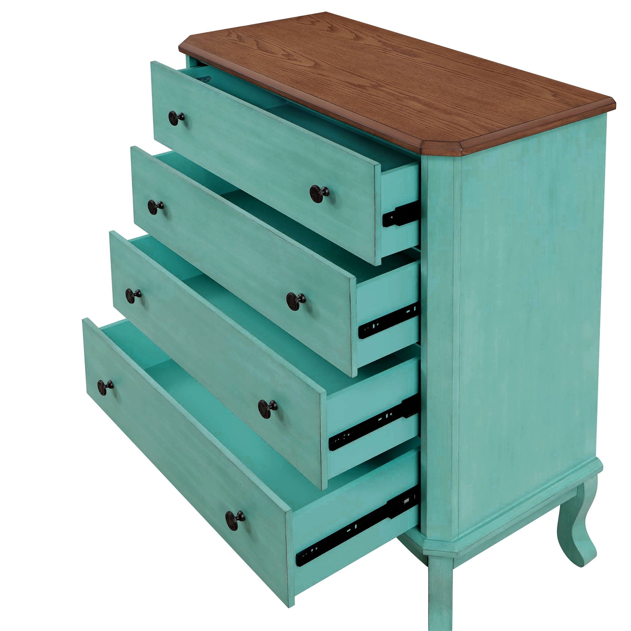 Homesteada™ 4-Drawer Dresser Made With Solid Wood Frame, Teal