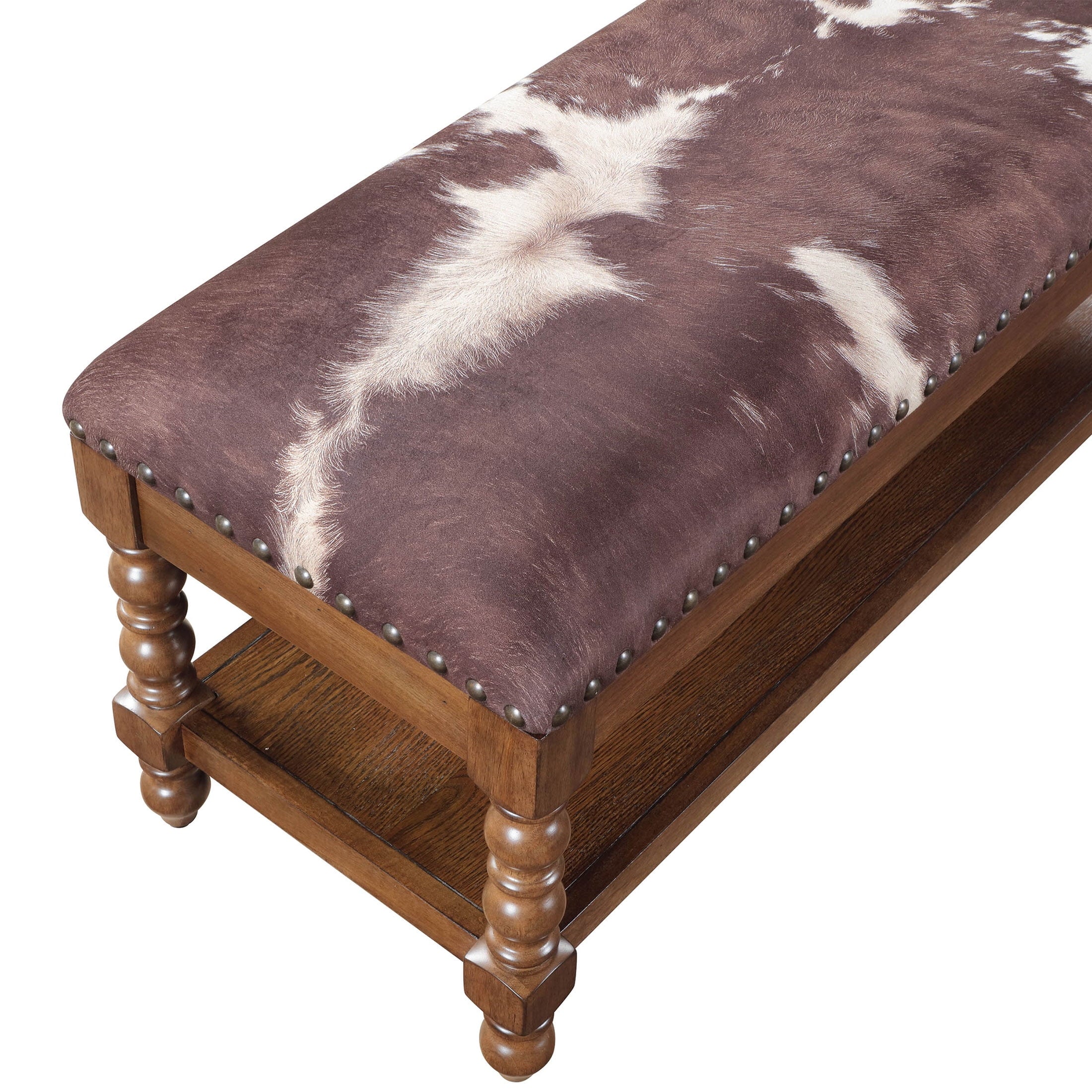 Homesteada™ Harper Bench, Faux Cowhide Fabric