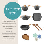 Homesteada™ Prairie Signature 14-Piece Cast Aluminum Cookware Set, Charcoal