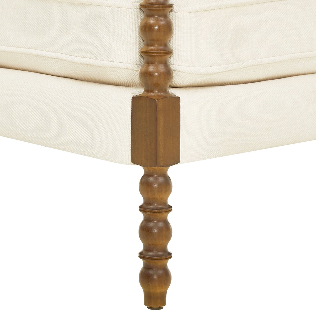 Homesteada™ Harper Spindle Accent Chair, Antique White Fabric Upholstery
