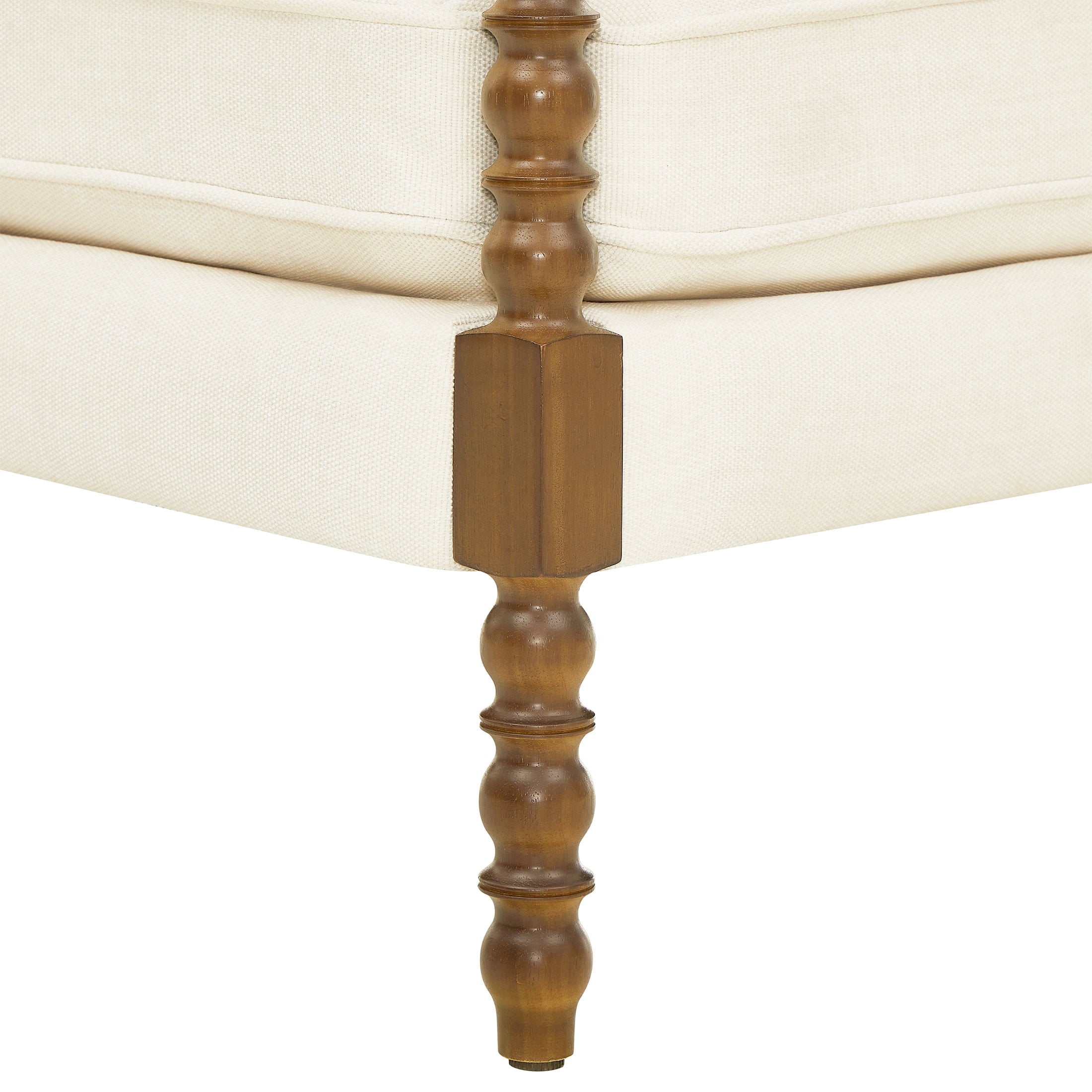 Homesteada™ Harper Spindle Accent Chair, Antique White Fabric Upholstery