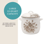 Homesteada™ Agatha 12 Qt Enamel on Steel Stock Pot with Lid, Brown