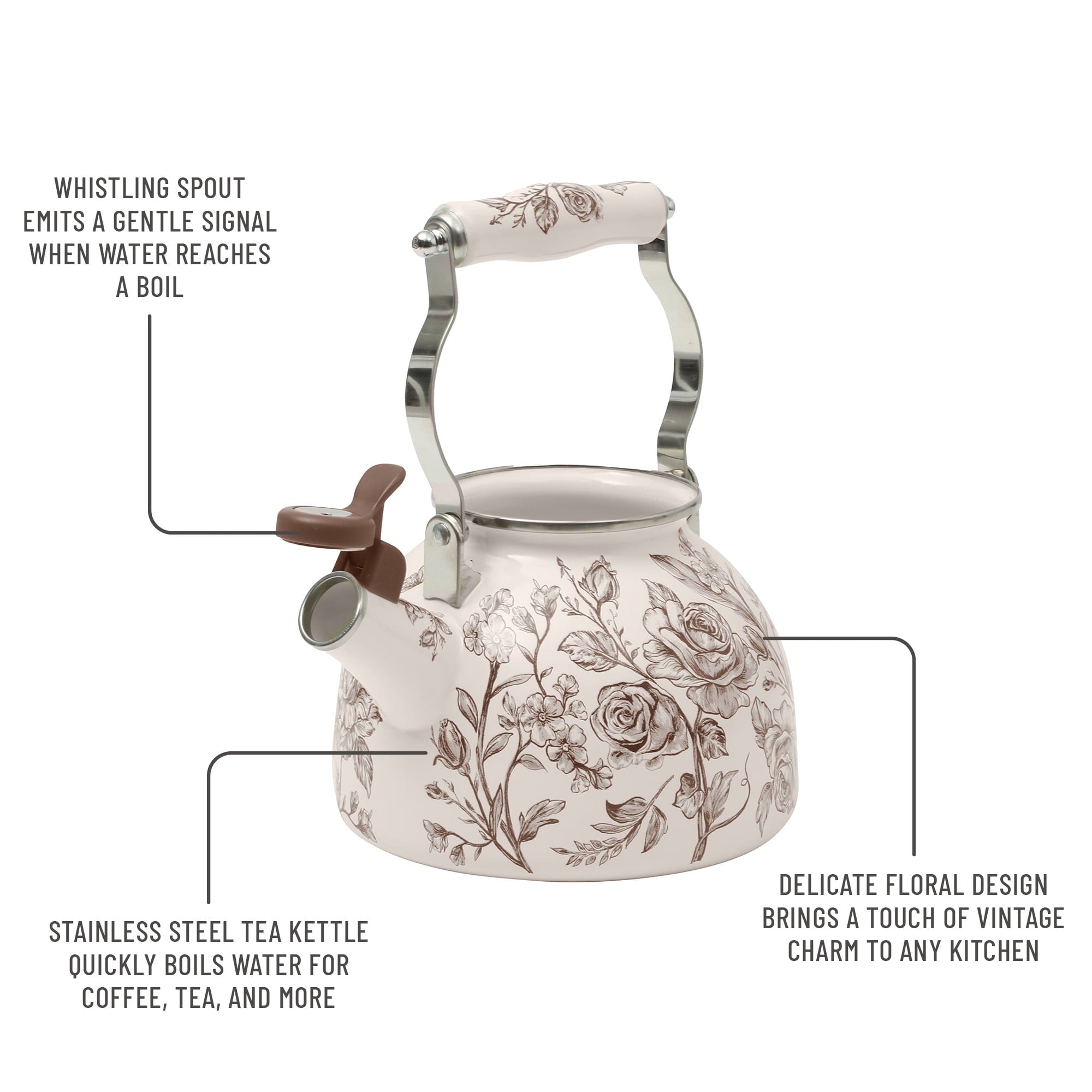 Homesteada™ 2.0-Quart Enamel on Steel Agatha Tea Kettle, Brown