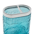 Homesteada™ Teal 2 Piece Embossed Glass Bath Accessory Set, Homesteada™ Amelia