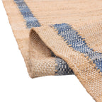 Homesteada™ Denim Jute Runner Rug, Natural with Blue Border, 30 x 96 Inches