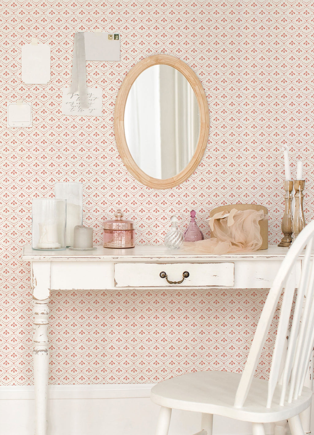 Homesteada™ Coral Tonal Scallop Peel And Stick Vinyl Wallpaper, 215-in by 20.5-in, 30.75 sq. ft.