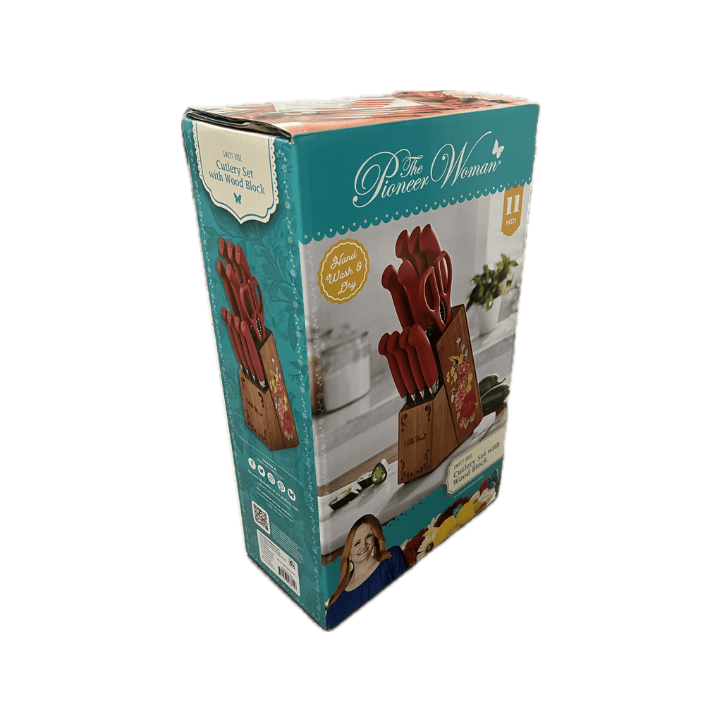 Homesteada™ Sweet Rose 11-Piece Stainless Steel Knife Block Set, Red