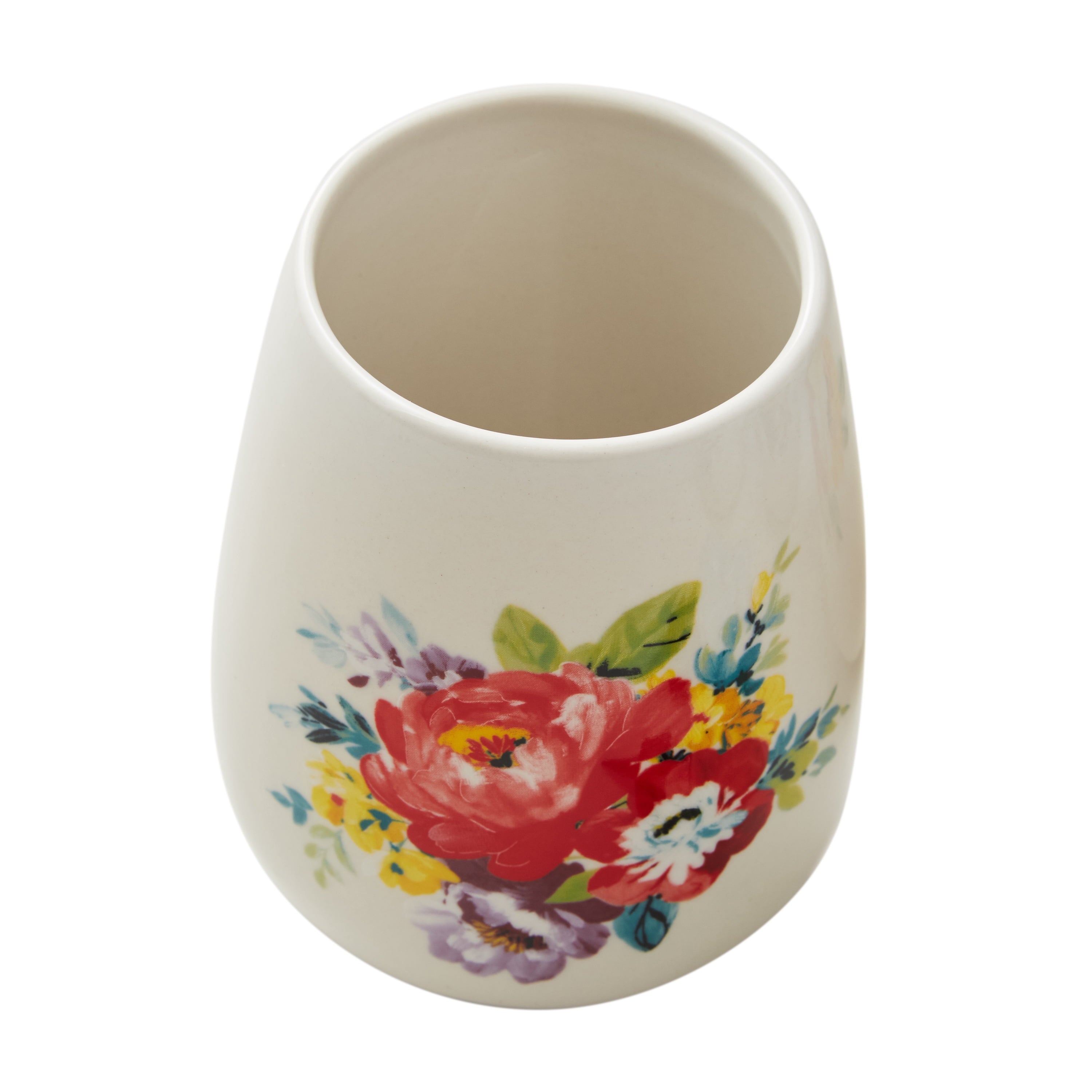 Homesteada™ Sweet Rose 7-Piece Stoneware Stemless Wine Glasses Set with Chiller