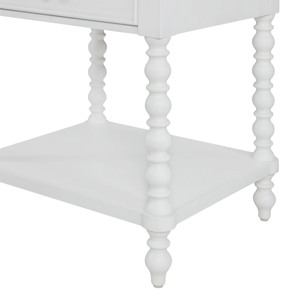 Homesteada™ Harper Spindle Nightstand with USB Charging Ports, Adults and Teens, White Finish