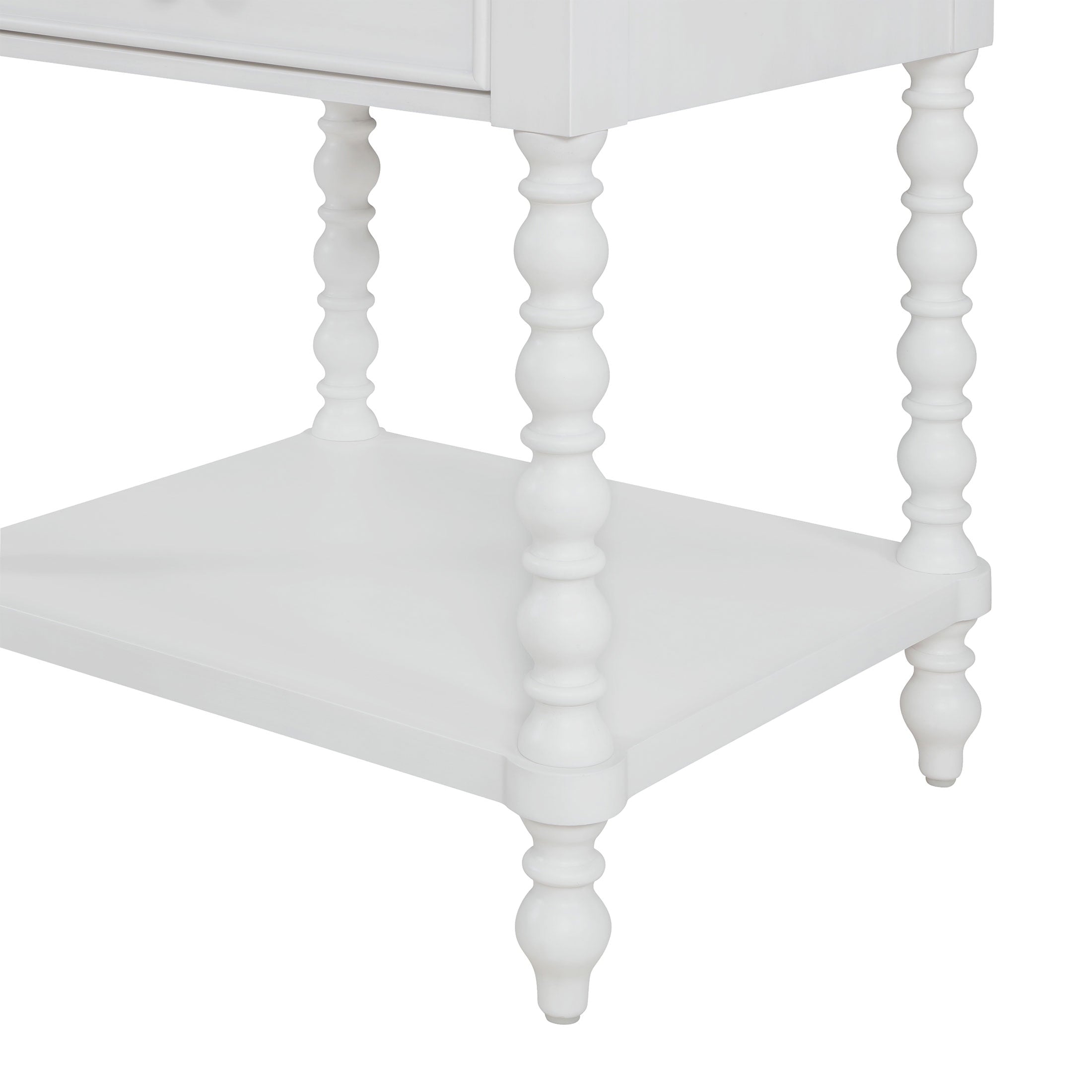 Homesteada™ Harper Spindle Nightstand with USB Charging Ports, Adults and Teens, White Finish