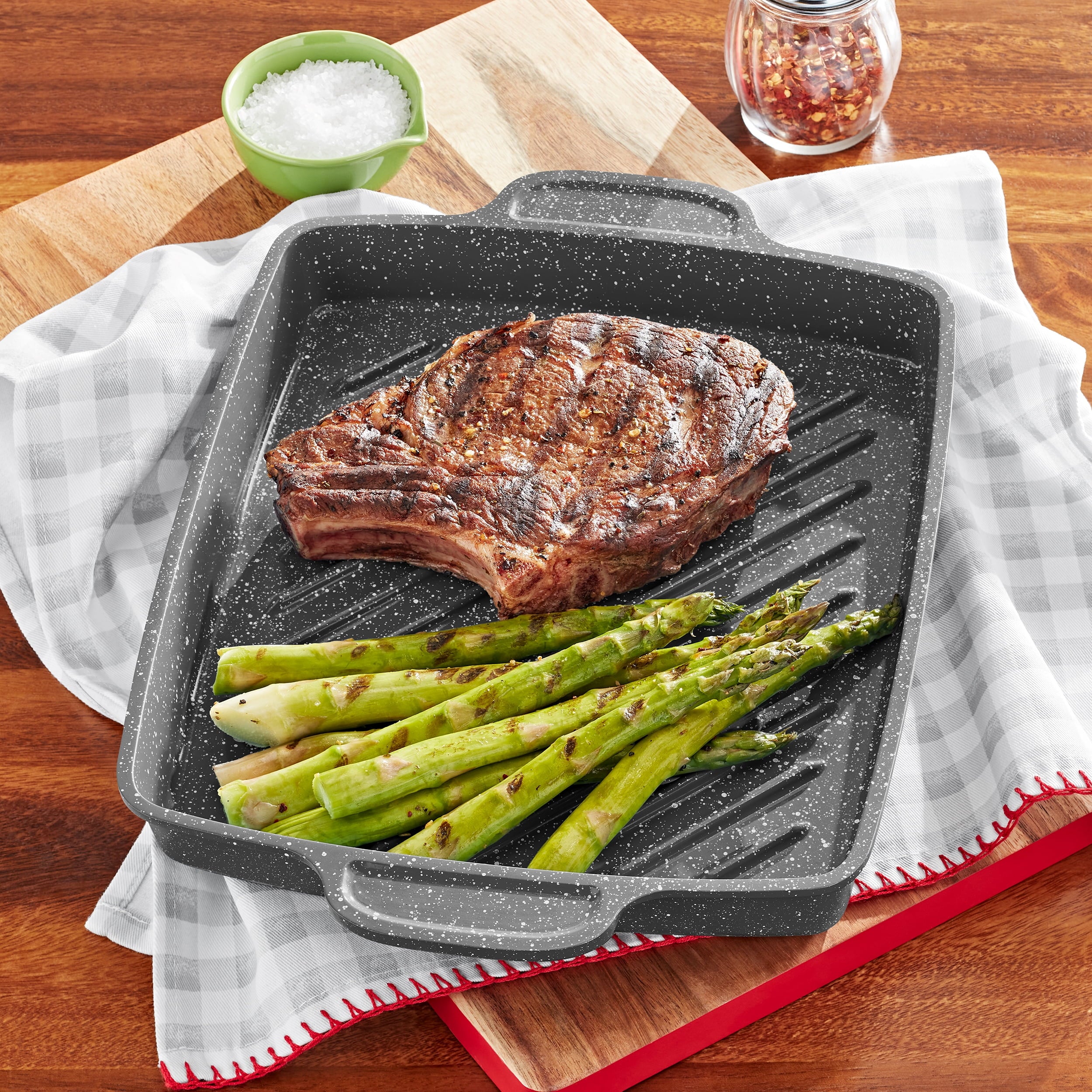 Homesteada™ Prairie Signature 10x12 inch Cast Aluminum Nonstick Cowboy Steak Pan with Speckled Design