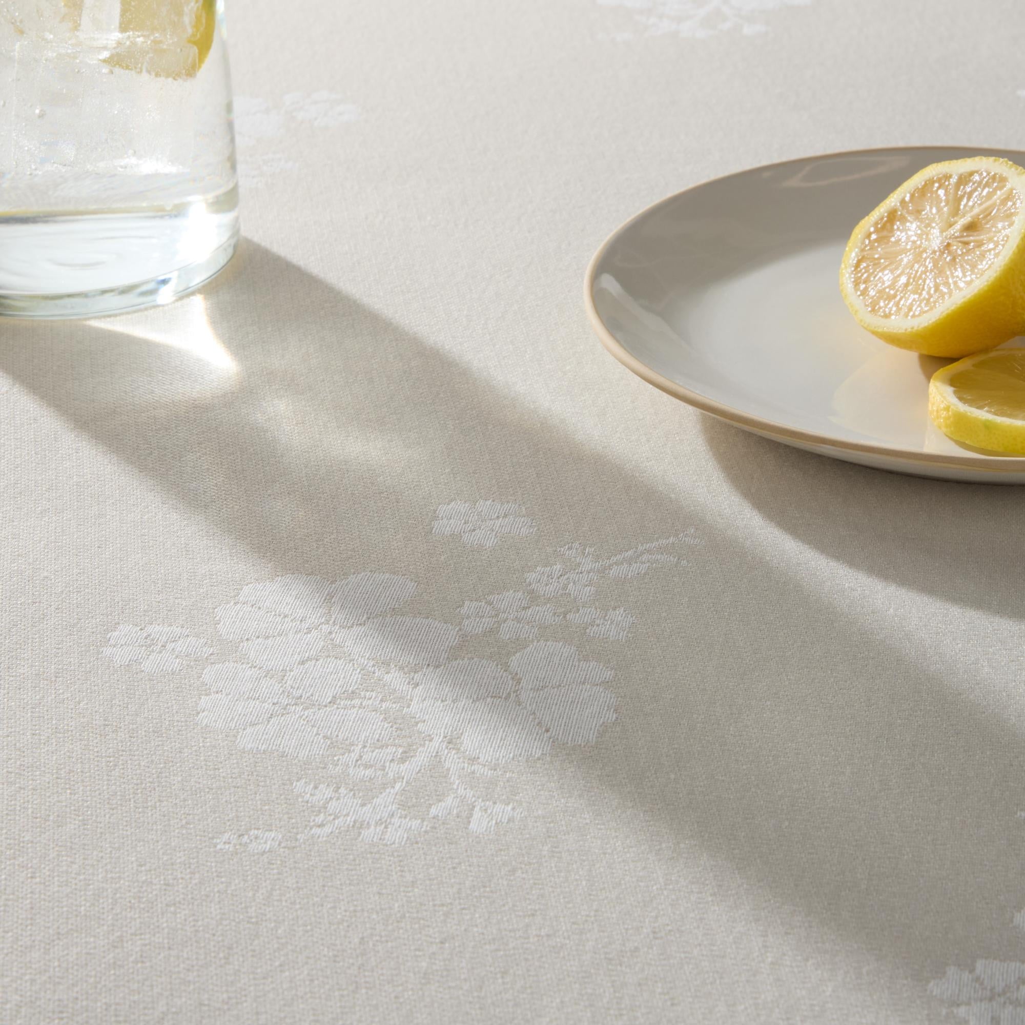 Homesteada™ Tonal Floral Jacquard Woven Fabric Tablecloth, Light Taupe, 60"W x 102"L