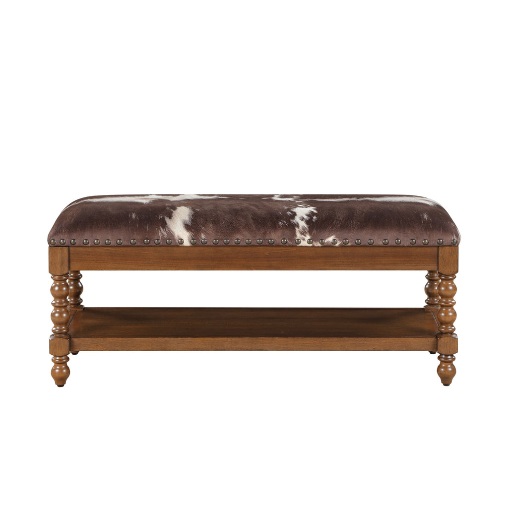 Homesteada™ Harper Bench, Faux Cowhide Fabric