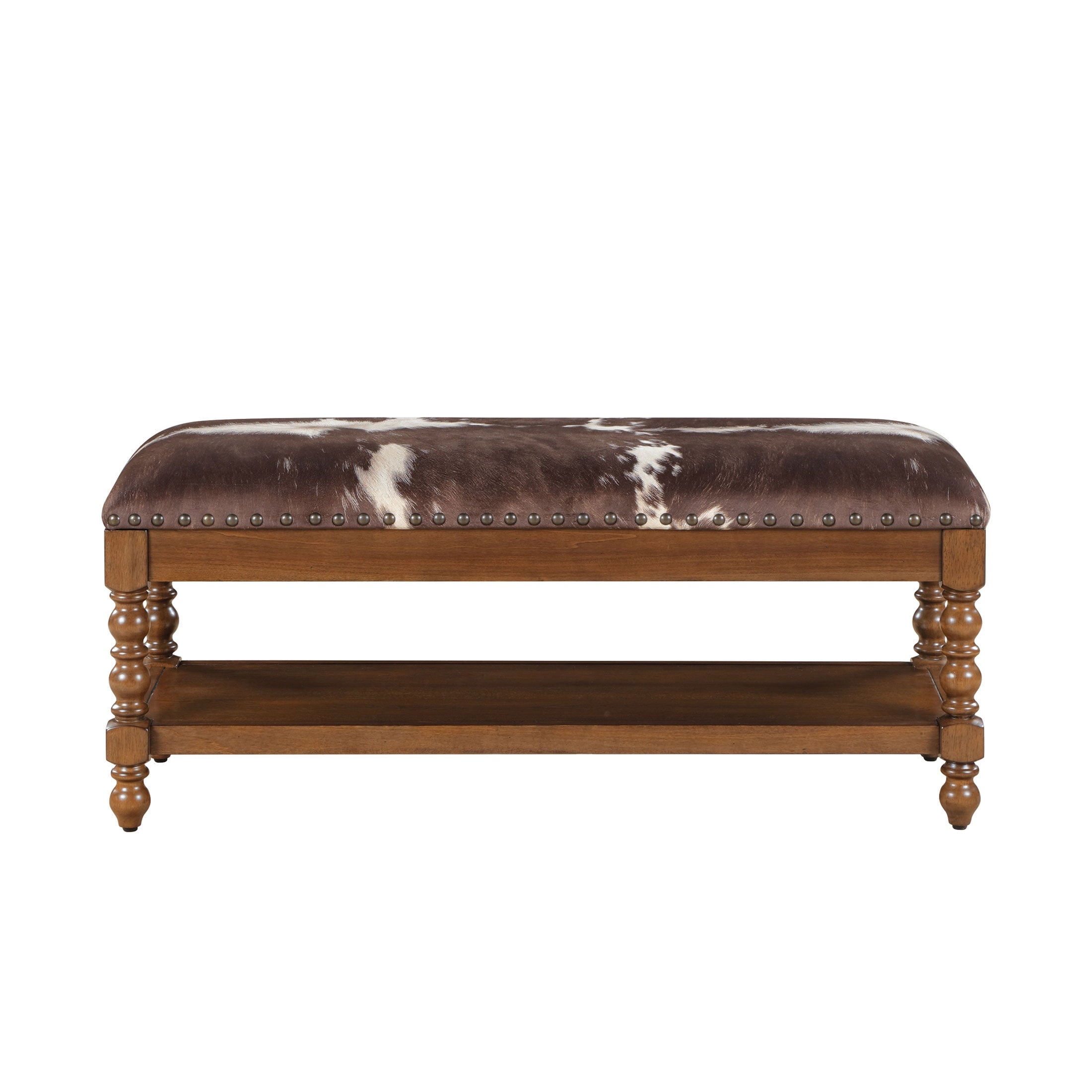 Homesteada™ Harper Bench, Faux Cowhide Fabric