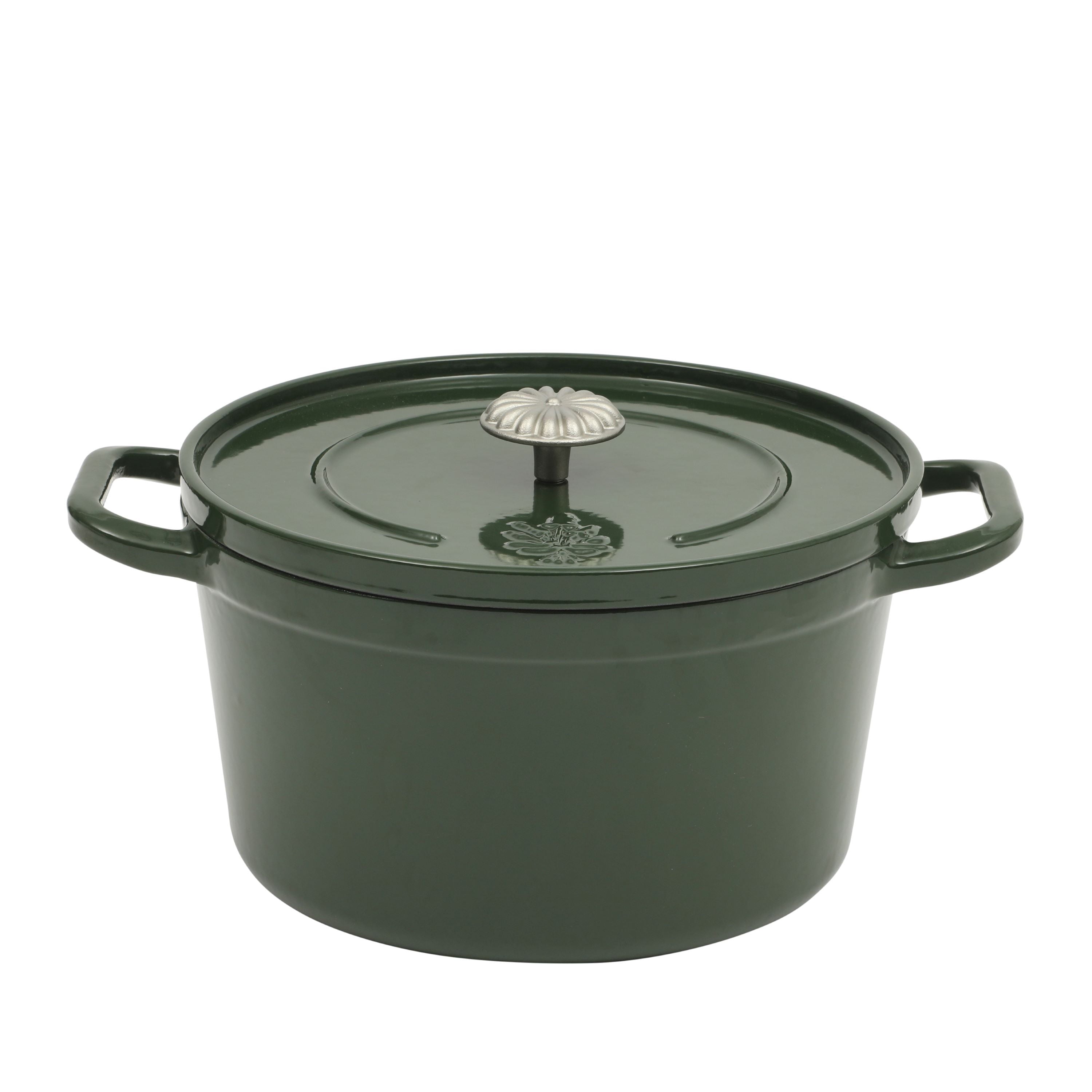Homesteada™ 5-Quart Enamel Cast Iron Dutch Oven with Lid, Dark Green