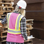 Homesteada™ Heritage Country Women's Custom Fit Hi-Vis Mesh Back Safety Vest - Color: Pink - Size: XL