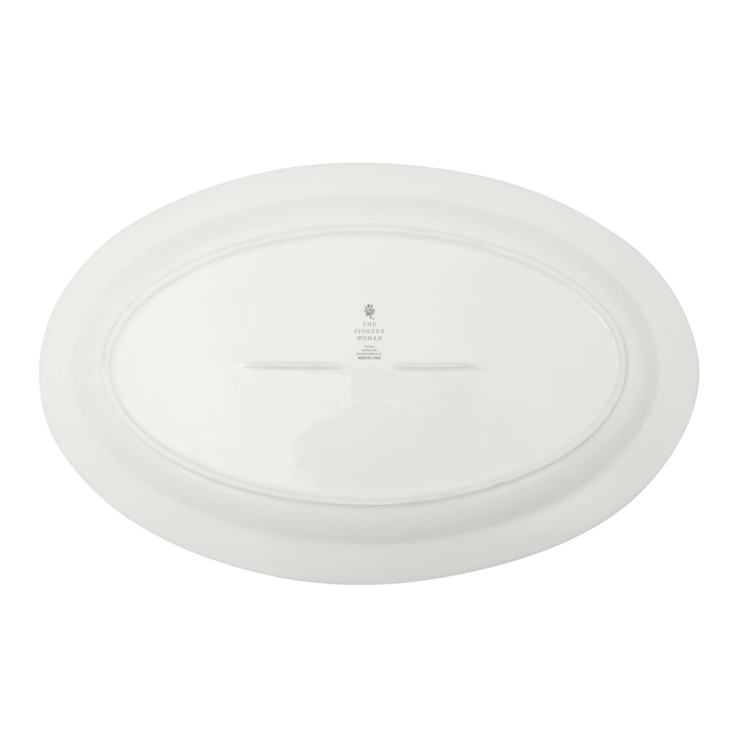 Homesteada™ Vintage Lace 20-inch Stoneware Oval Serving Tray Platter, White