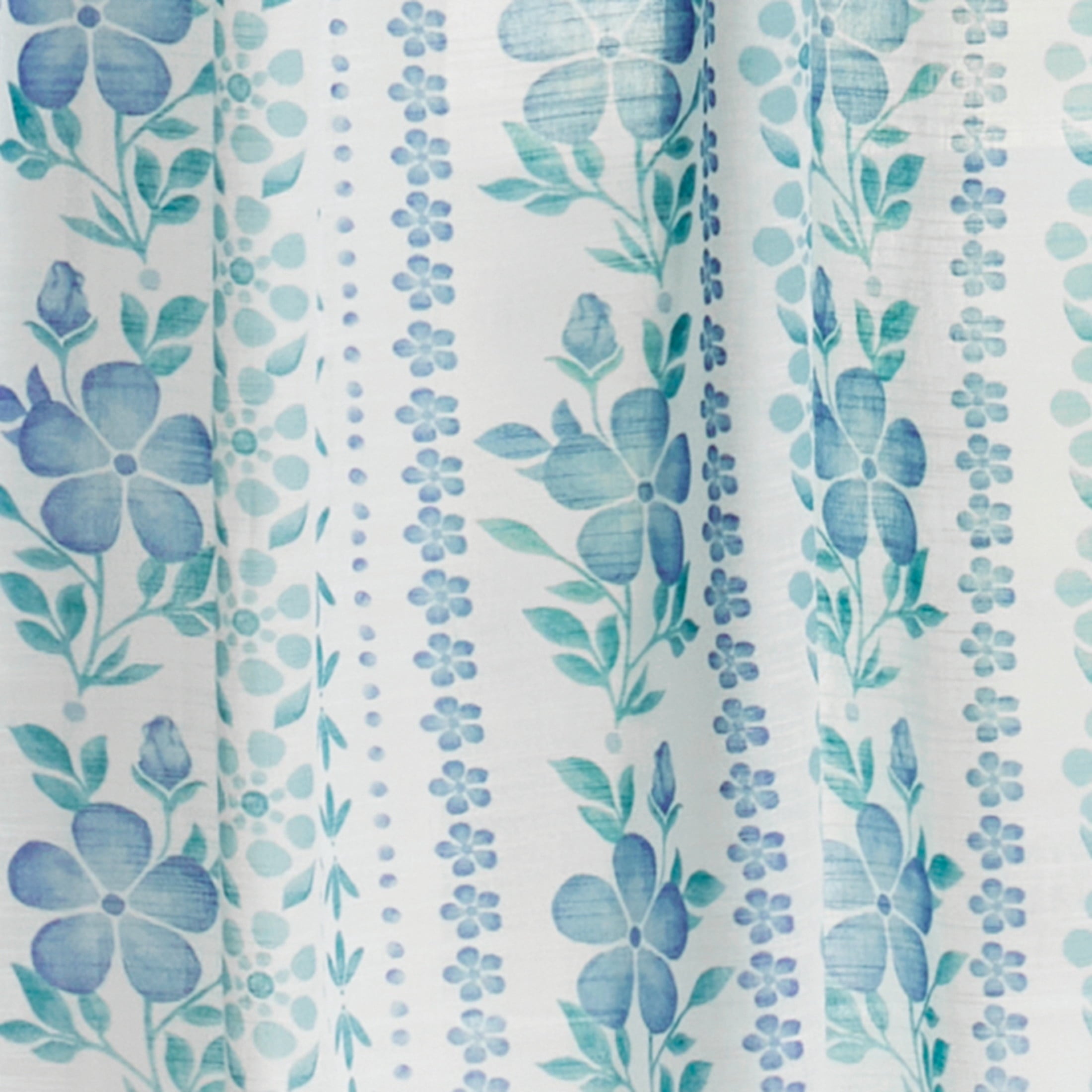 Homesteada™ Hattie Stripe 2 Pack Curtain Panel, BCI Cotton, Floral, Blue, RodPocket, 40" W x 84" L