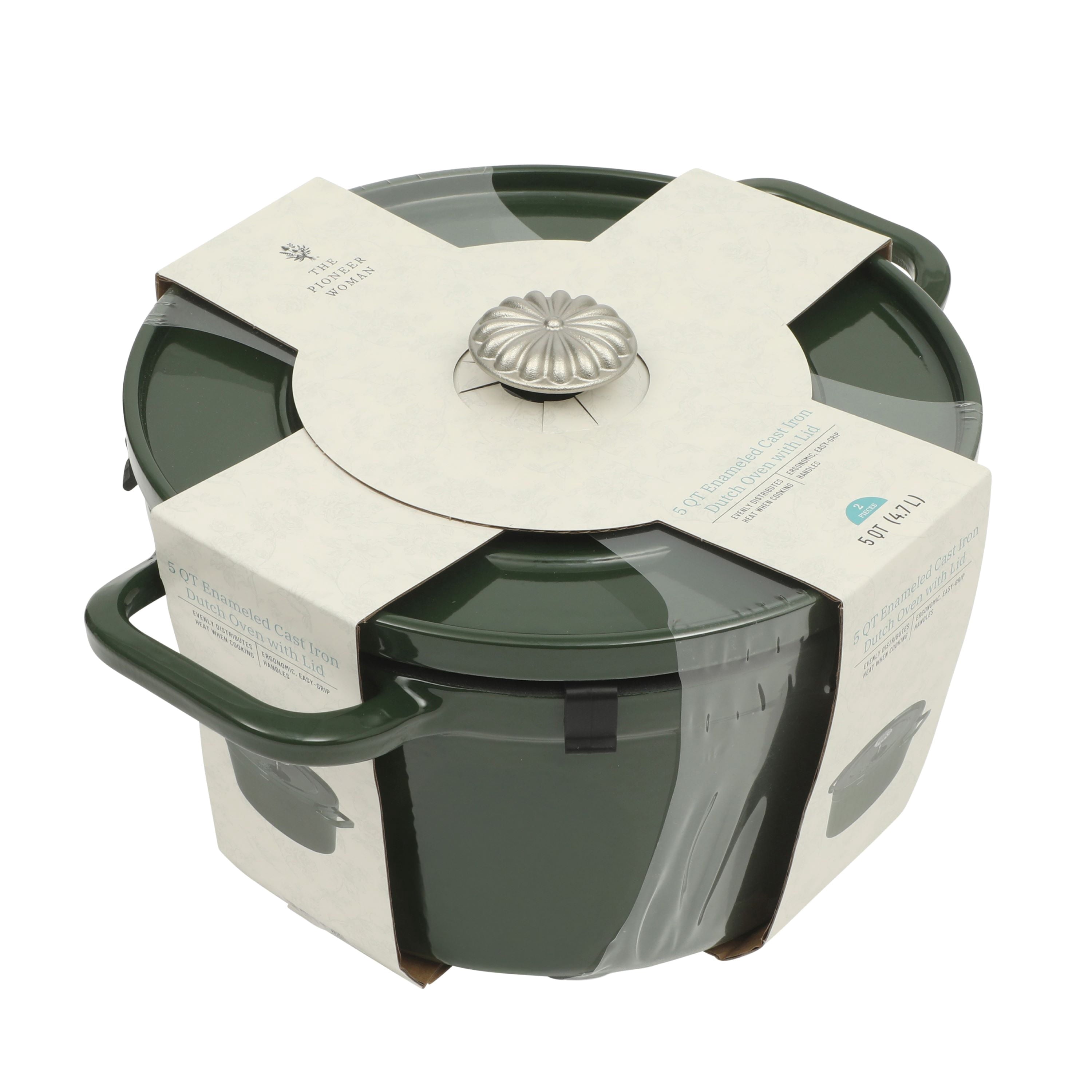 Homesteada™ 5-Quart Enamel Cast Iron Dutch Oven with Lid, Dark Green