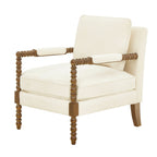 Homesteada™ Harper Spindle Accent Chair, Antique White Fabric Upholstery