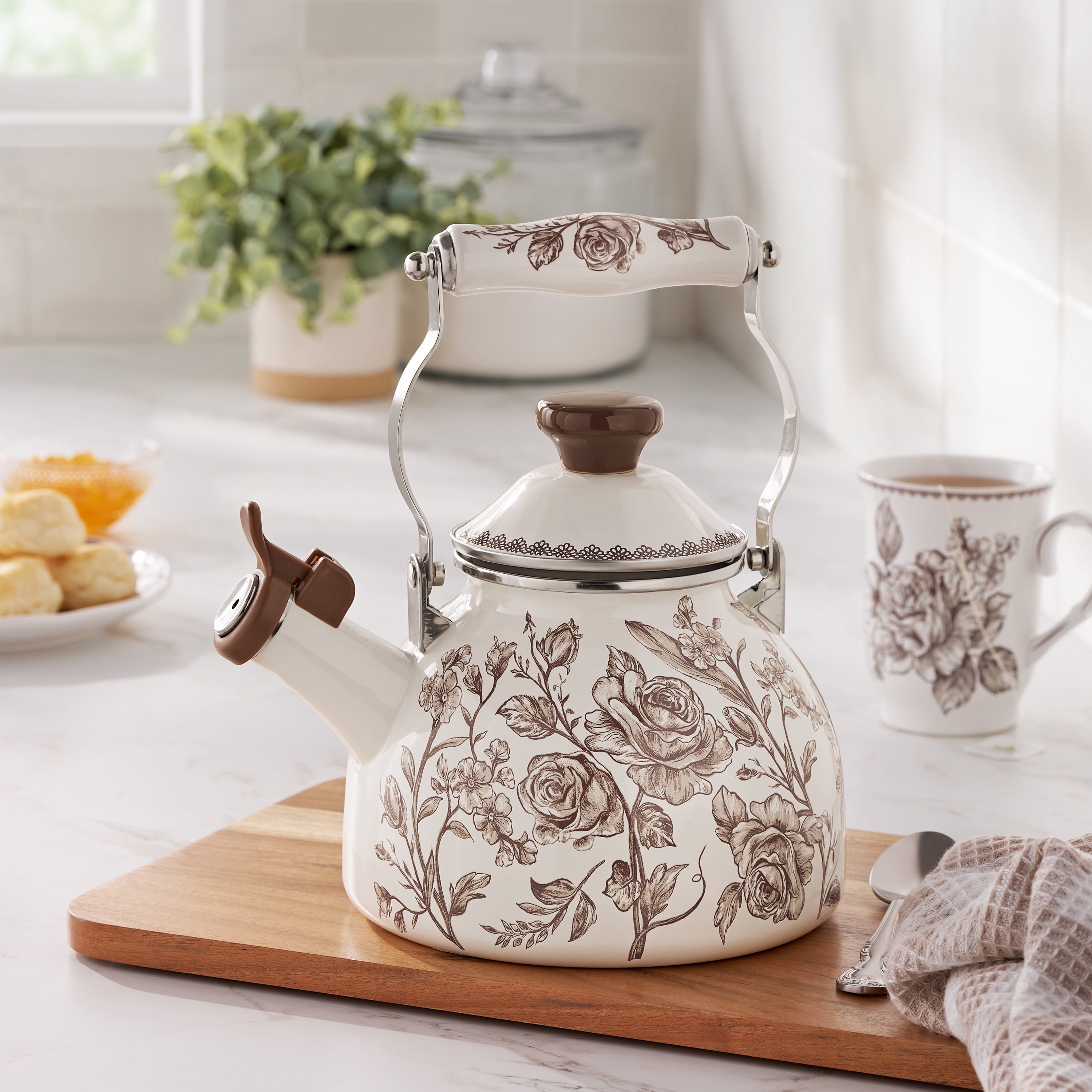 Homesteada™ 2.0-Quart Enamel on Steel Agatha Tea Kettle, Brown